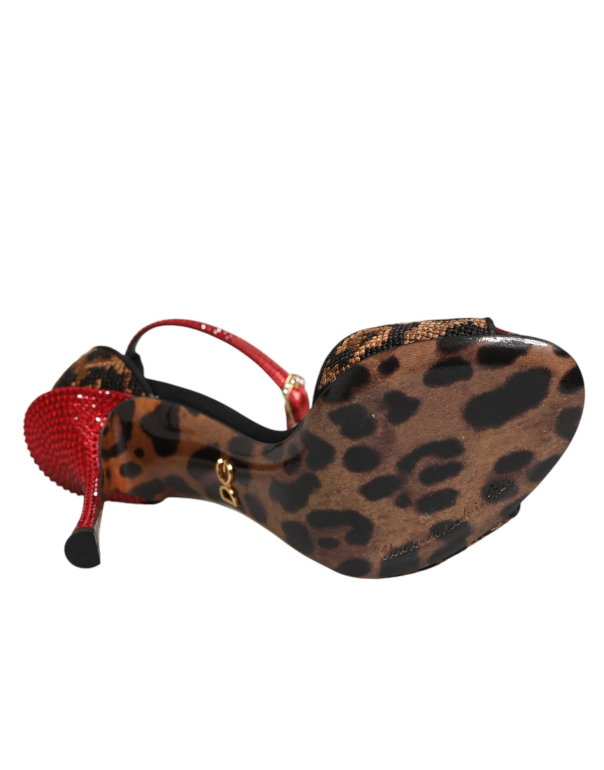Dolce & Gabbana Brown Leopard Crystal Roses Sandals Shoes
