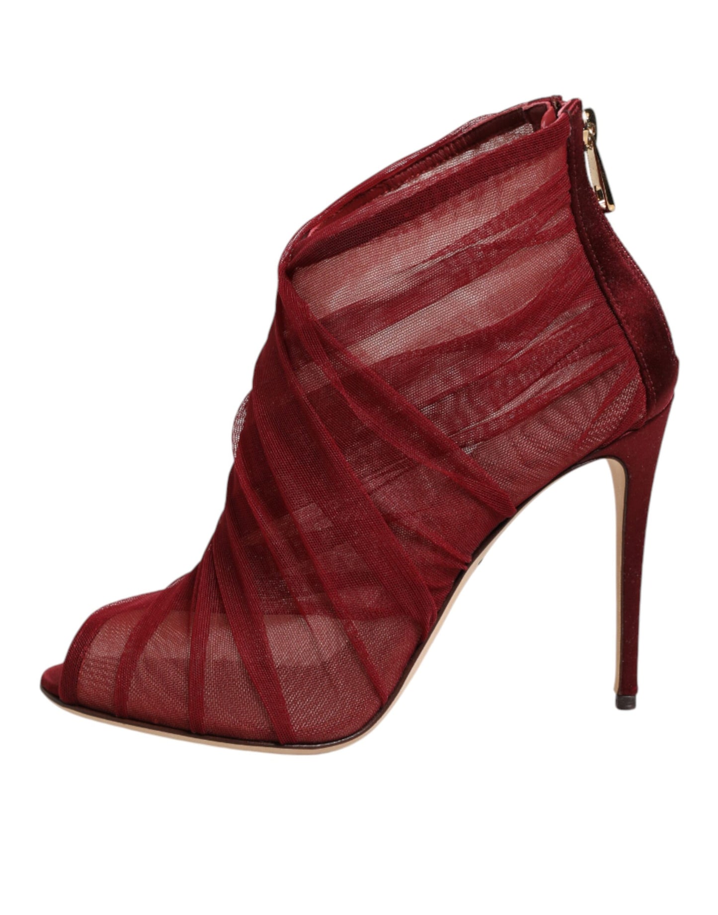 Dolce &amp; Gabbana Rote Tüll-Stiefeletten mit Stiletto-Absatz