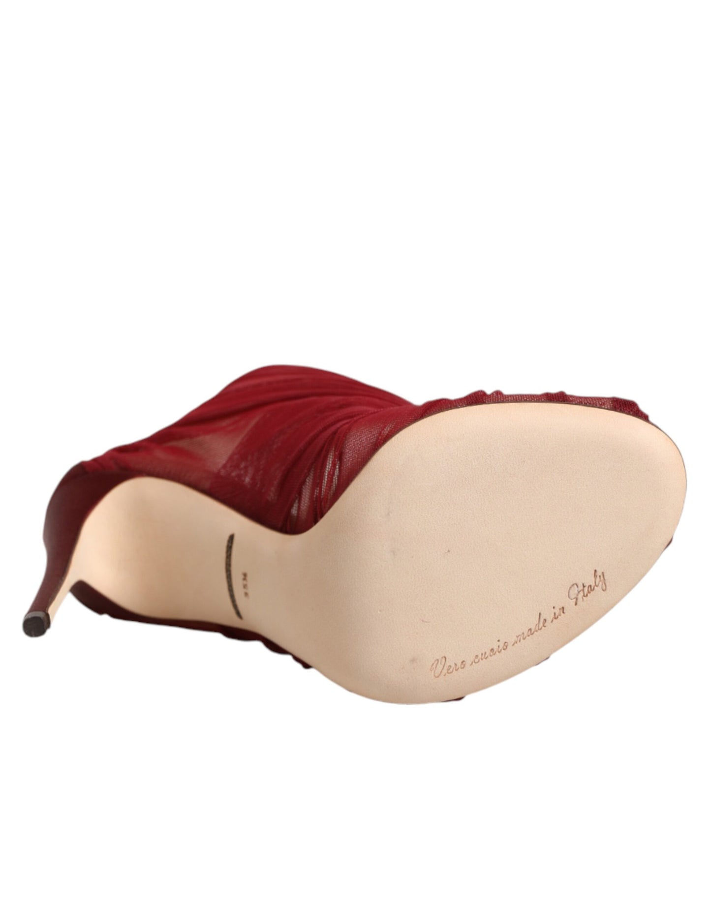 Dolce &amp; Gabbana Rote Tüll-Stiefeletten mit Stiletto-Absatz