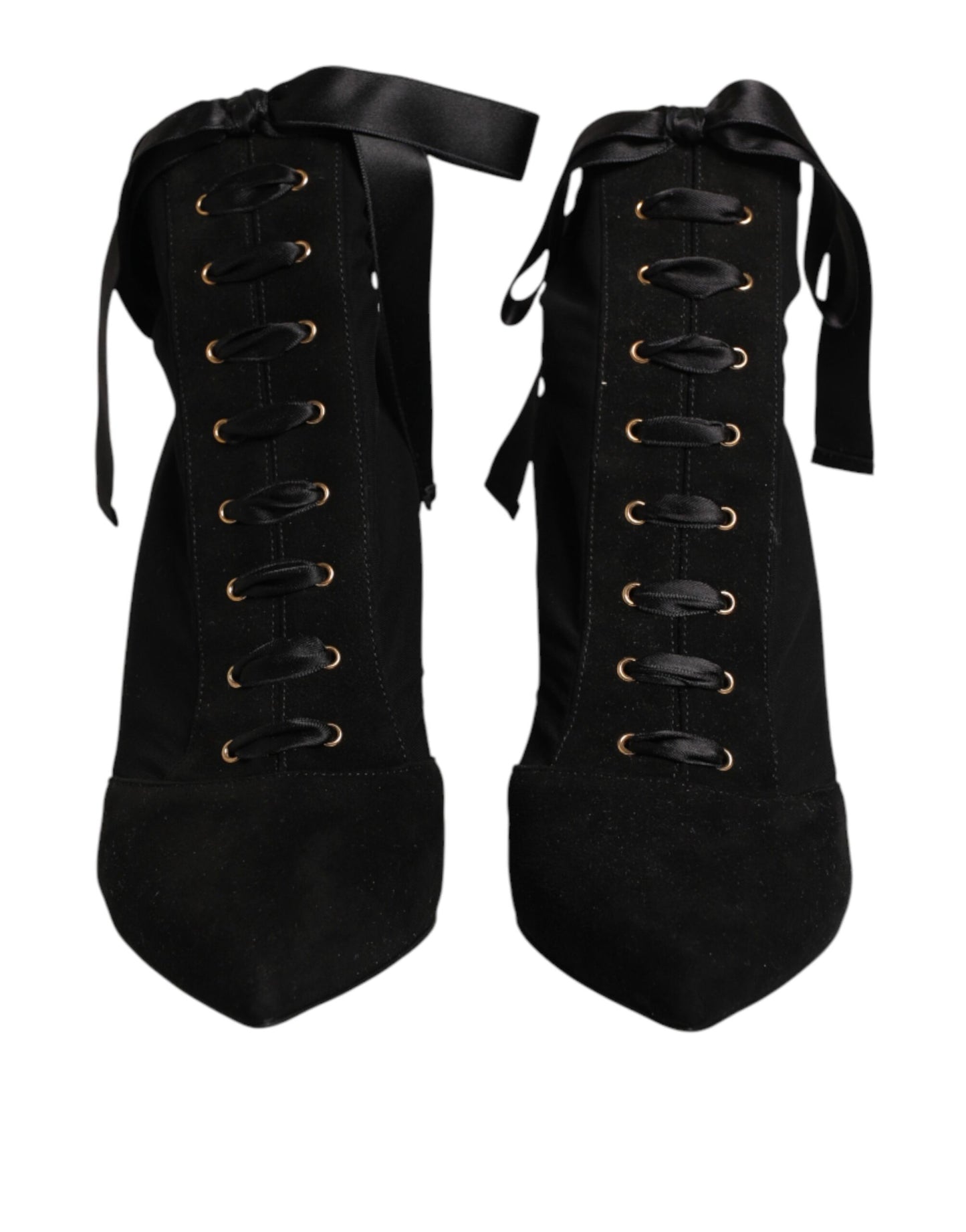 Dolce &amp; Gabbana Schwarze Stiletto-Absätze Schnürstiefel Schuhe