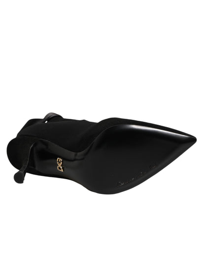 Dolce &amp; Gabbana Schwarze Stiletto-Absätze Schnürstiefel Schuhe
