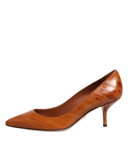 Dolce &amp; Gabbana – Pumps aus braunem Leder mit Kitten Heels