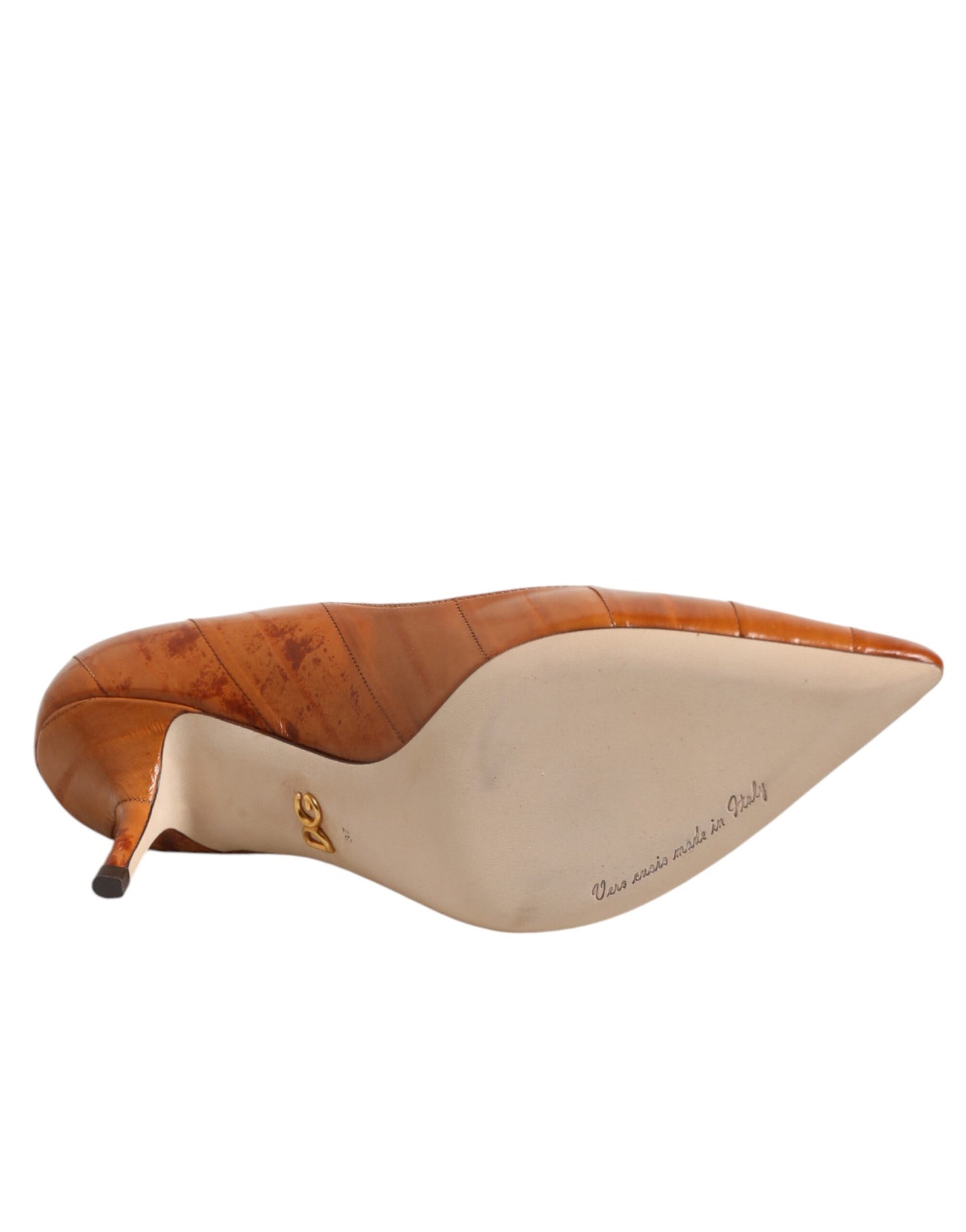 Dolce &amp; Gabbana – Pumps aus braunem Leder mit Kitten Heels
