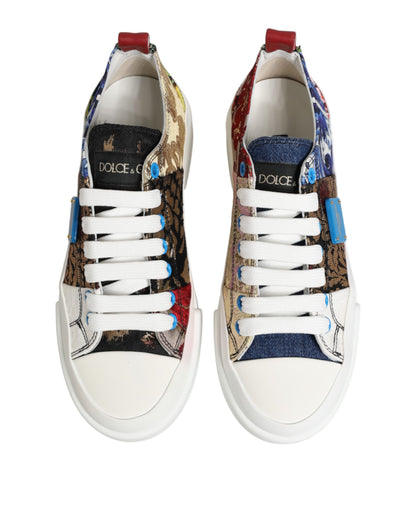 Dolce &amp; Gabbana Mehrfarbige Patchwork Low Top Sneakers Schuhe