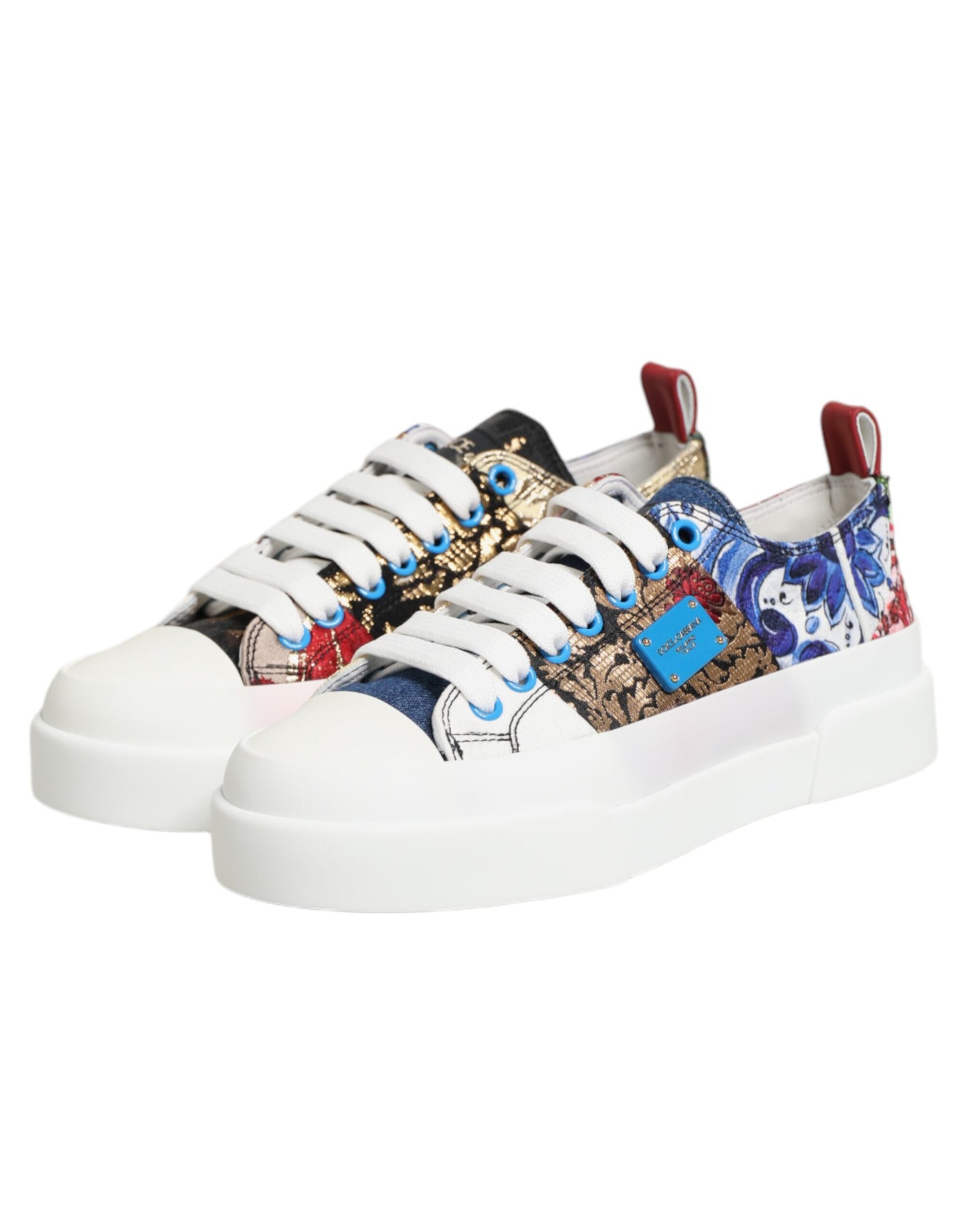 Dolce &amp; Gabbana Mehrfarbige Patchwork Low Top Sneakers Schuhe