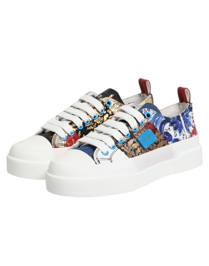Dolce &amp; Gabbana Mehrfarbige Patchwork Low Top Sneakers Schuhe