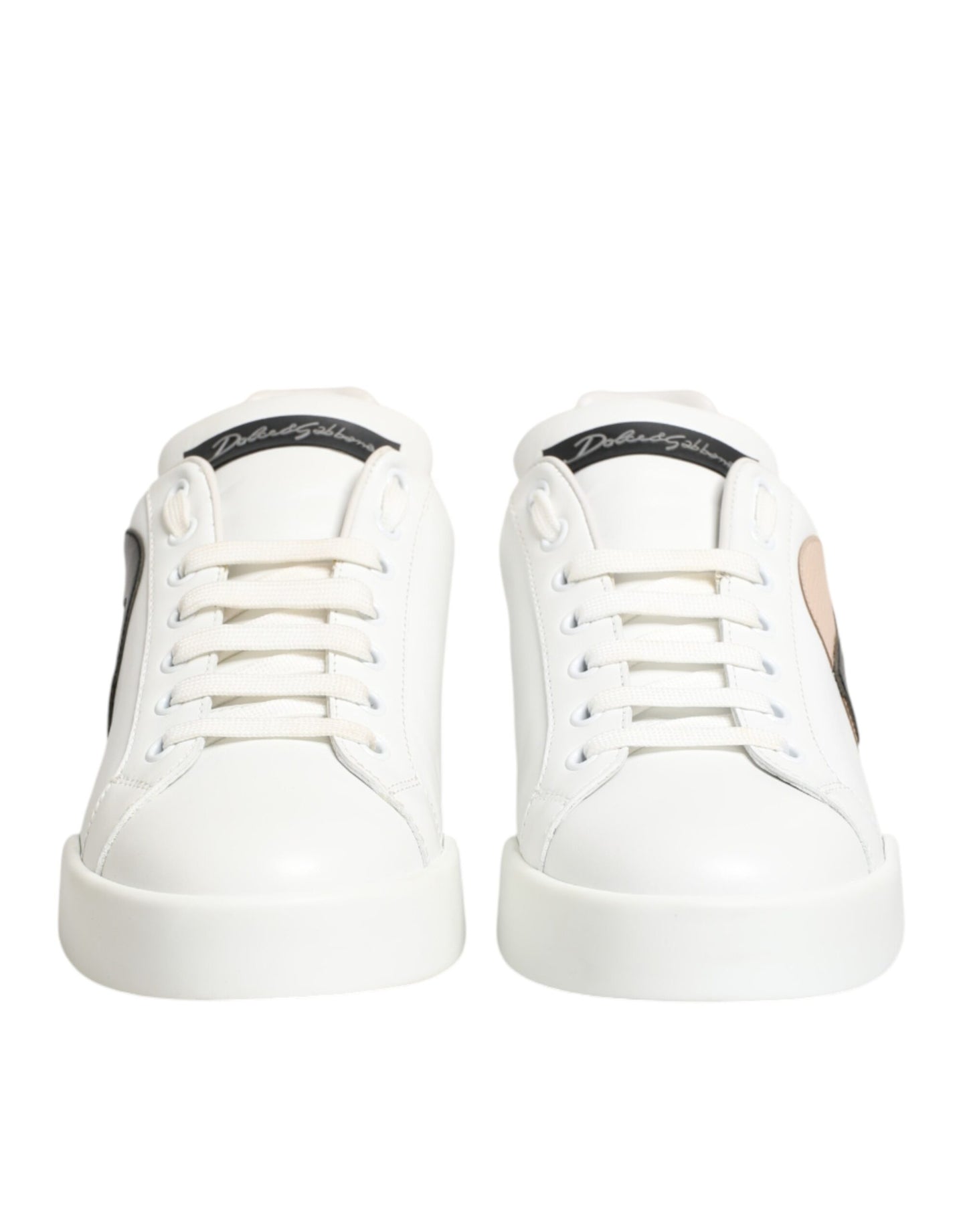 Dolce & Gabbana White Leather #DGFamily Casual Sneakers Shoes