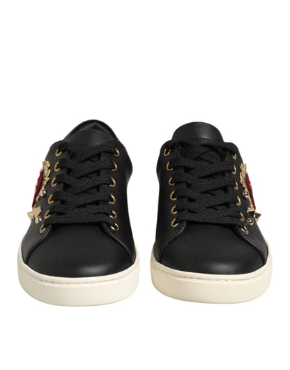 Dolce &amp; Gabbana – Sacred Heart – Sneaker aus schwarzem Leder