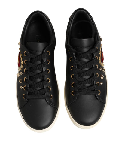 Dolce &amp; Gabbana – Sacred Heart – Sneaker aus schwarzem Leder