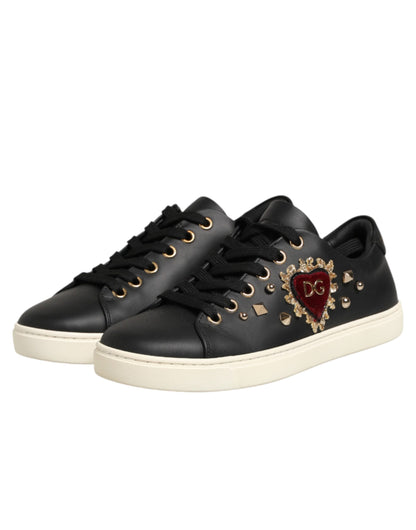 Dolce &amp; Gabbana – Sacred Heart – Sneaker aus schwarzem Leder