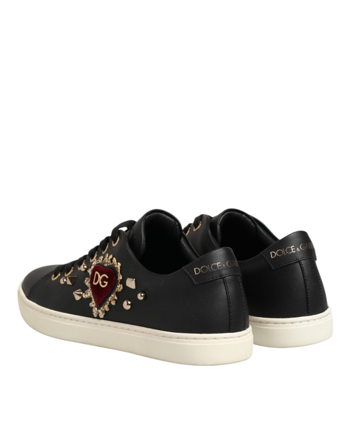 Dolce &amp; Gabbana – Sacred Heart – Sneaker aus schwarzem Leder