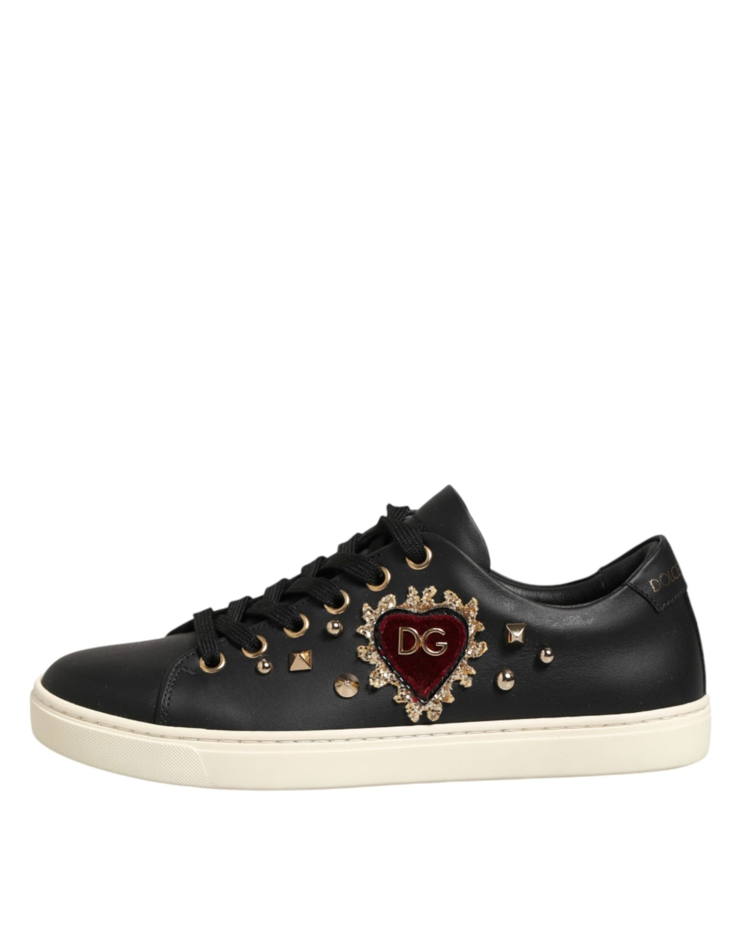 Dolce &amp; Gabbana – Sacred Heart – Sneaker aus schwarzem Leder