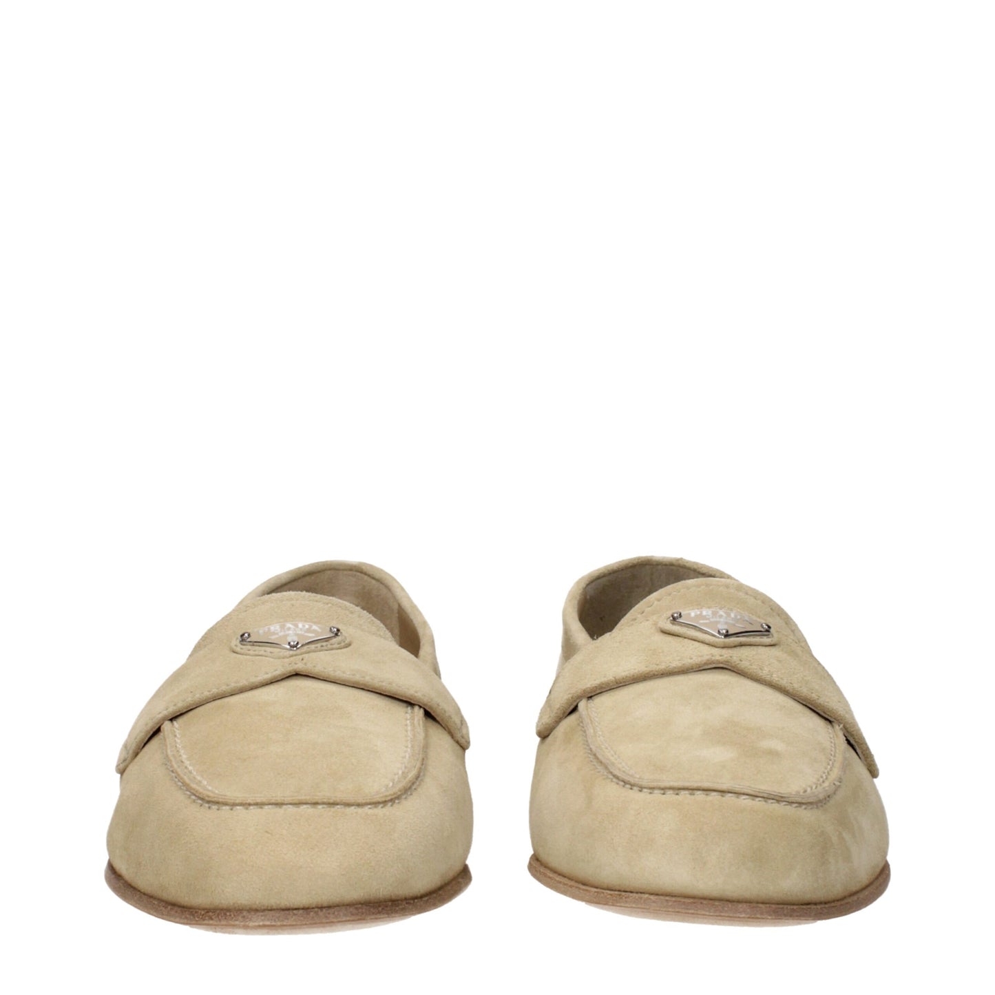Prada – Slipper aus beigefarbenem Leder
