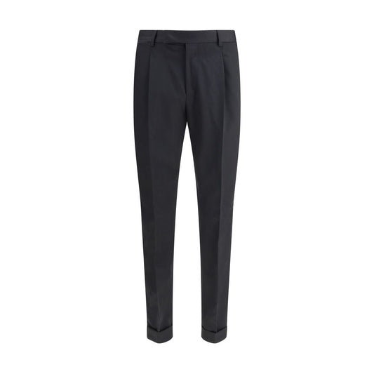 PT Torino Black Fleece Wool Casual Pants