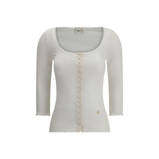 Chloé White Cotton Cardigan