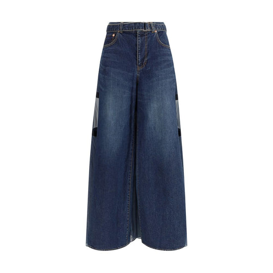 Sacai Blue Cotton Cropped Jeans