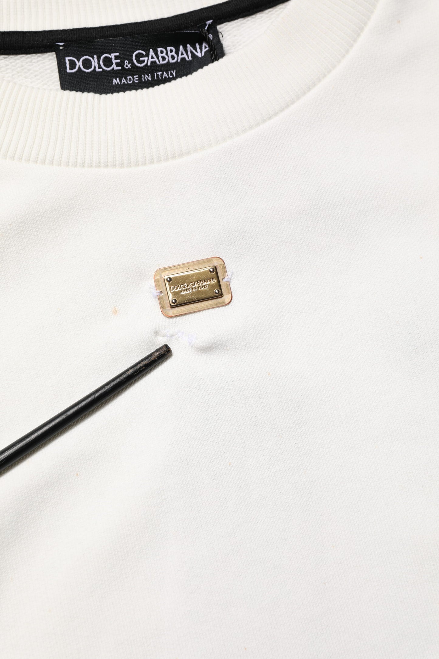 Dolce &amp; Gabbana – Weißes Sweatshirt mit Rundhalsausschnitt und DG-Logo
