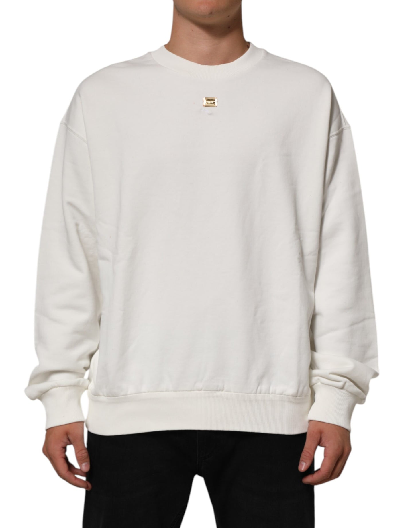 Dolce &amp; Gabbana – Weißes Sweatshirt mit Rundhalsausschnitt und DG-Logo