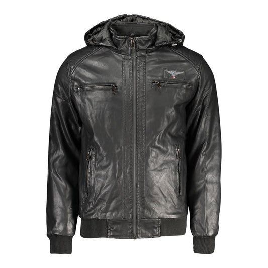 Accademia Militare Schwarze Polyester Herrenjacke