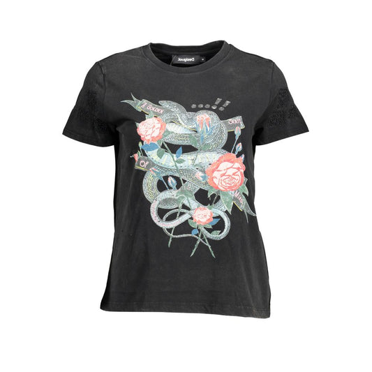 Desigual Schwarzes Baumwoll-T-Shirt
