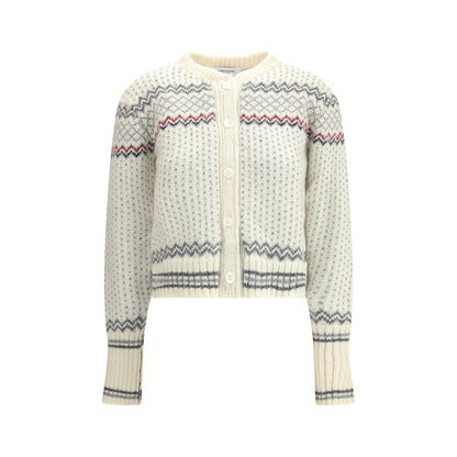 Thom Browne White Wool Cardigan