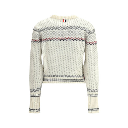 Thom Browne White Wool Cardigan