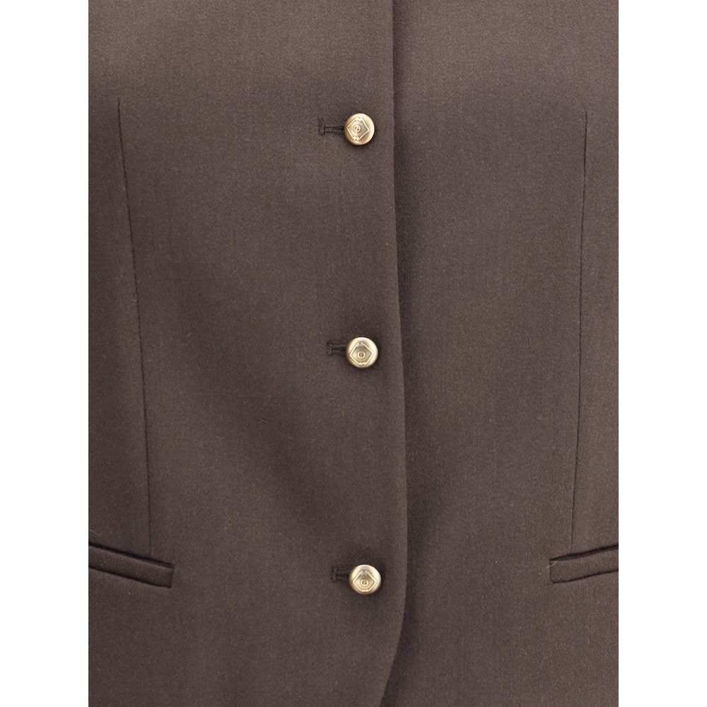 Giorgio Armani Einreihige Weste aus Hanf und Viskose