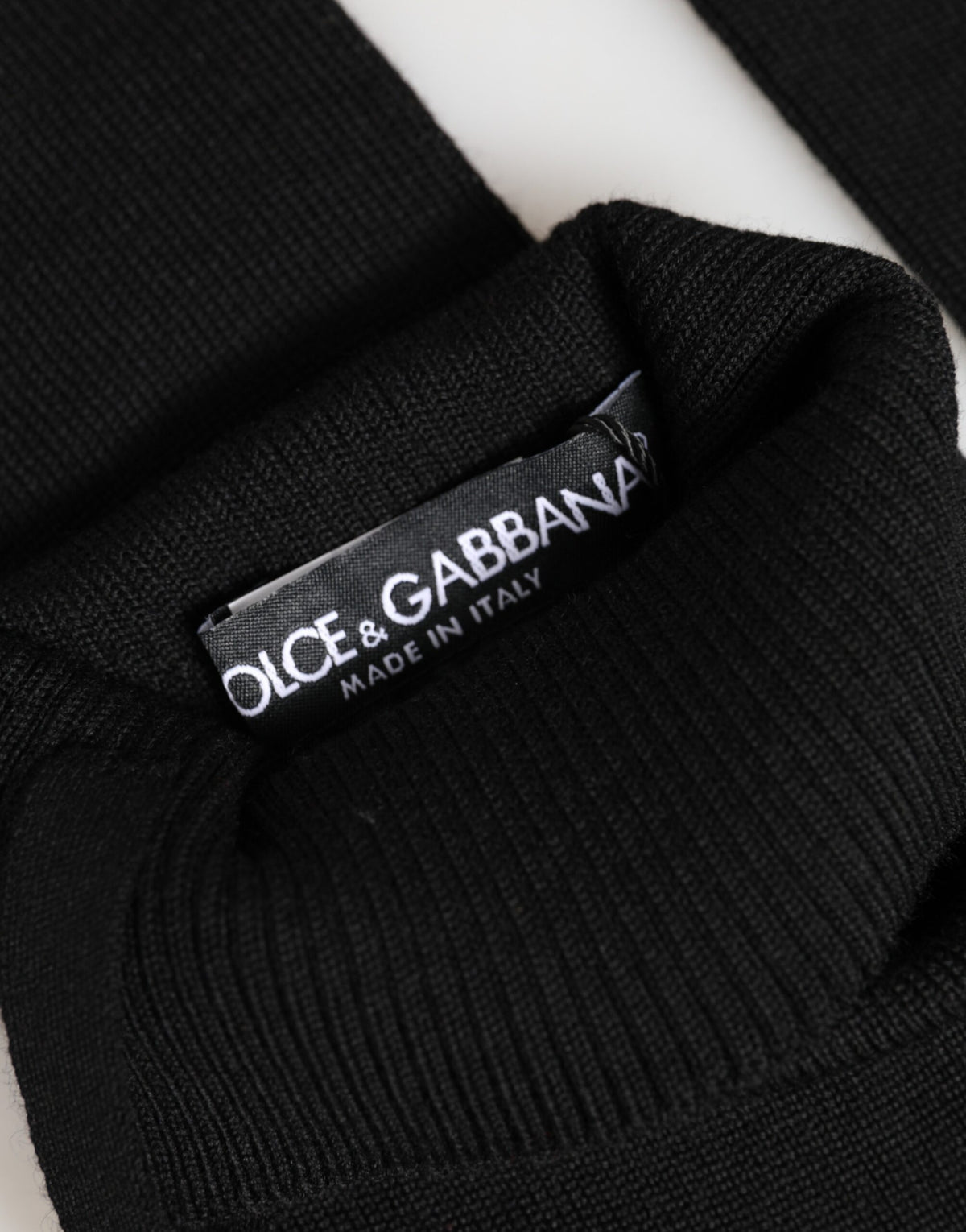 Dolce & Gabbana Schwarze fingerlose Herrenhandschuhe aus Schurwolle