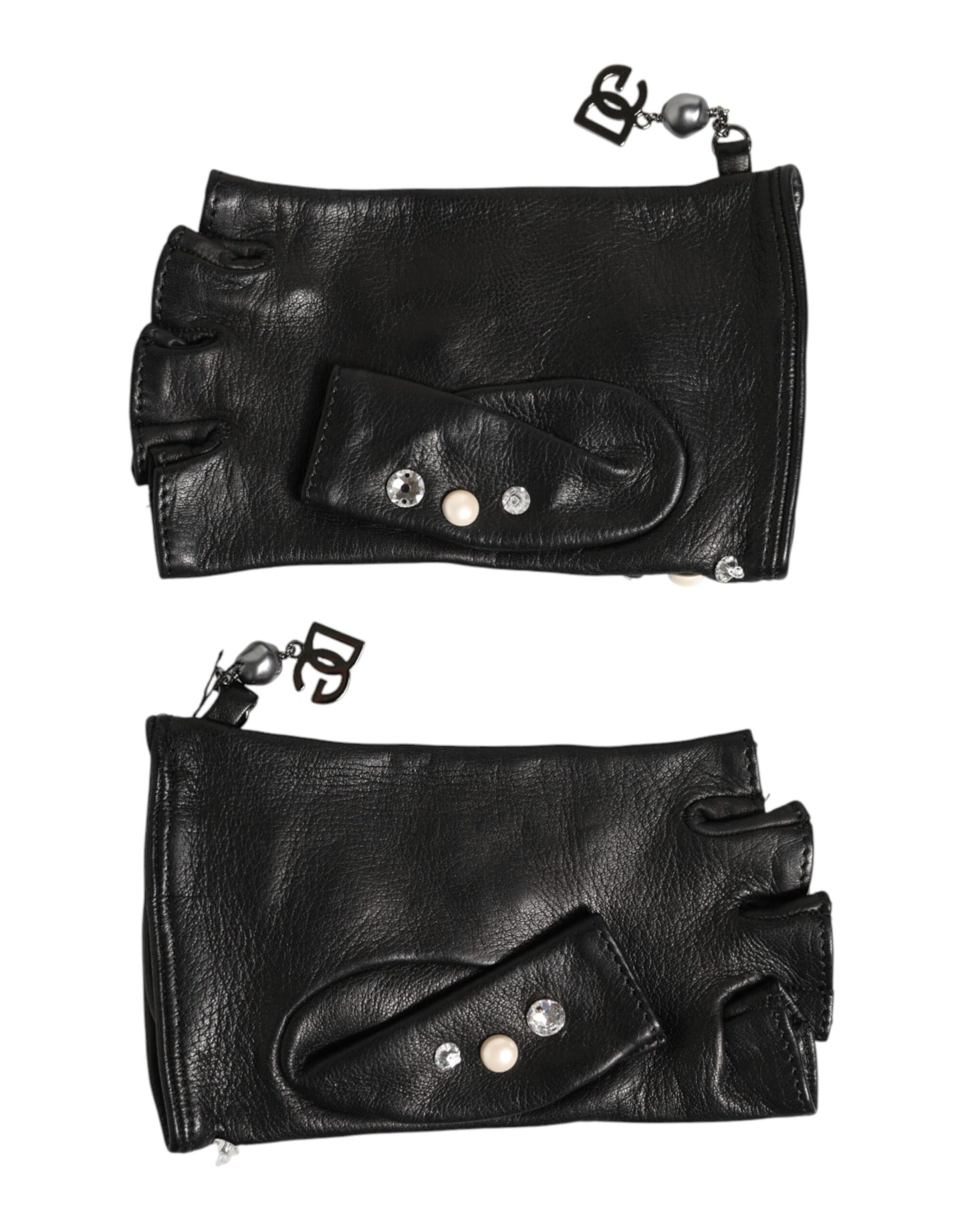 Dolce & Gabbana Blue Logo Fingerless Wrist Length Mitten Gloves