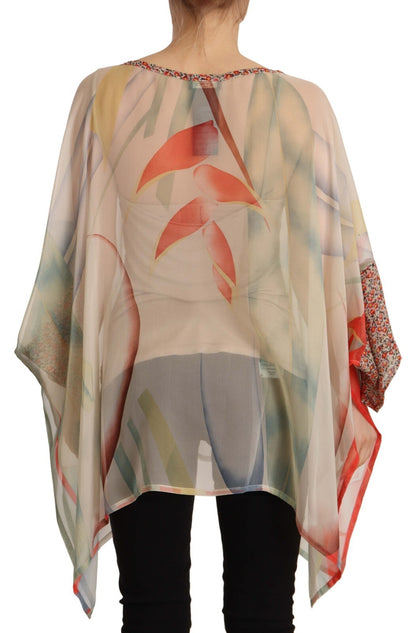 Etro Silk Multicolor Printed Poncho Long Sleeves Women Blouse Top