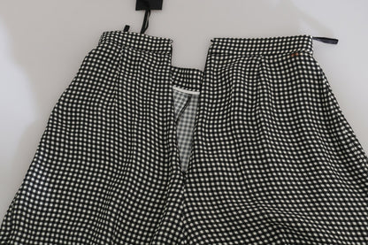 Elisabetta Franchi Black and White Checkere Stretch Skirt