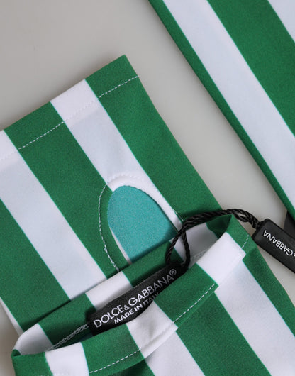 Dolce & Gabbana Green White Nylon Fingerless Wrist Length Gloves