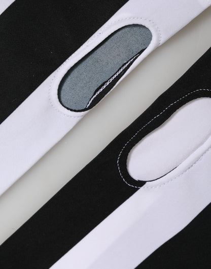 Dolce & Gabbana Black White Nylon Fingerless Wrist Length Gloves