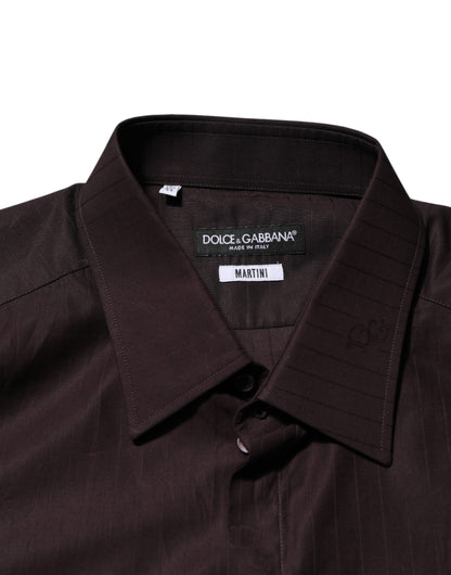 Dolce & Gabbana Brown Cotton LongSleeve MARTINI Dress  Shirt