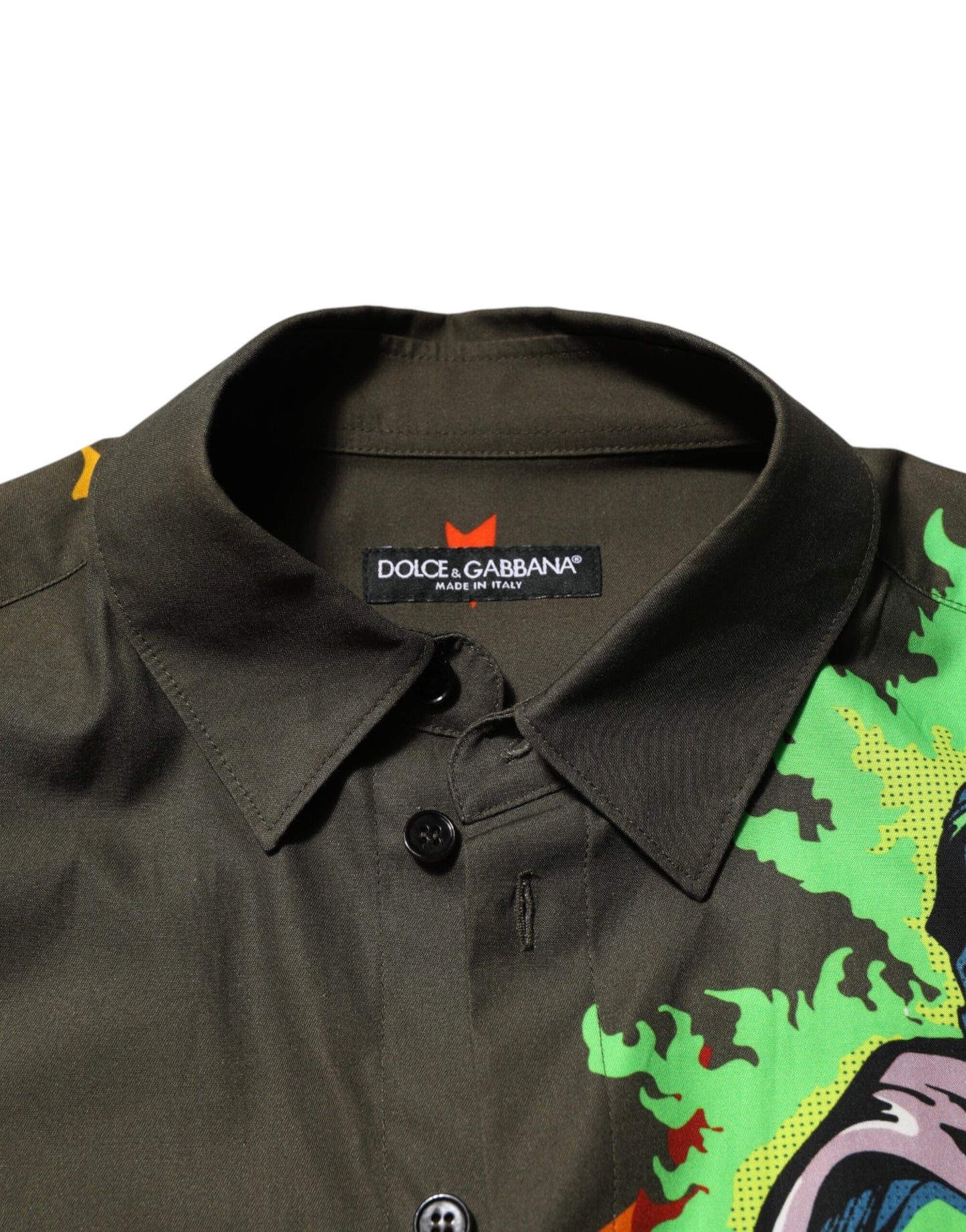 Dolce & Gabbana Brown Superhero Print Button Down Shirt