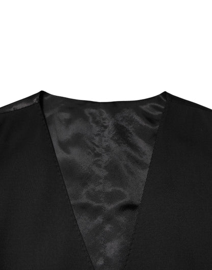 Dolce & Gabbana Black Polyester Dress Formal Waistcoat Vest