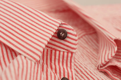 Dolce & Gabbana Red White Striped Cotton Short Sleeve Shirt