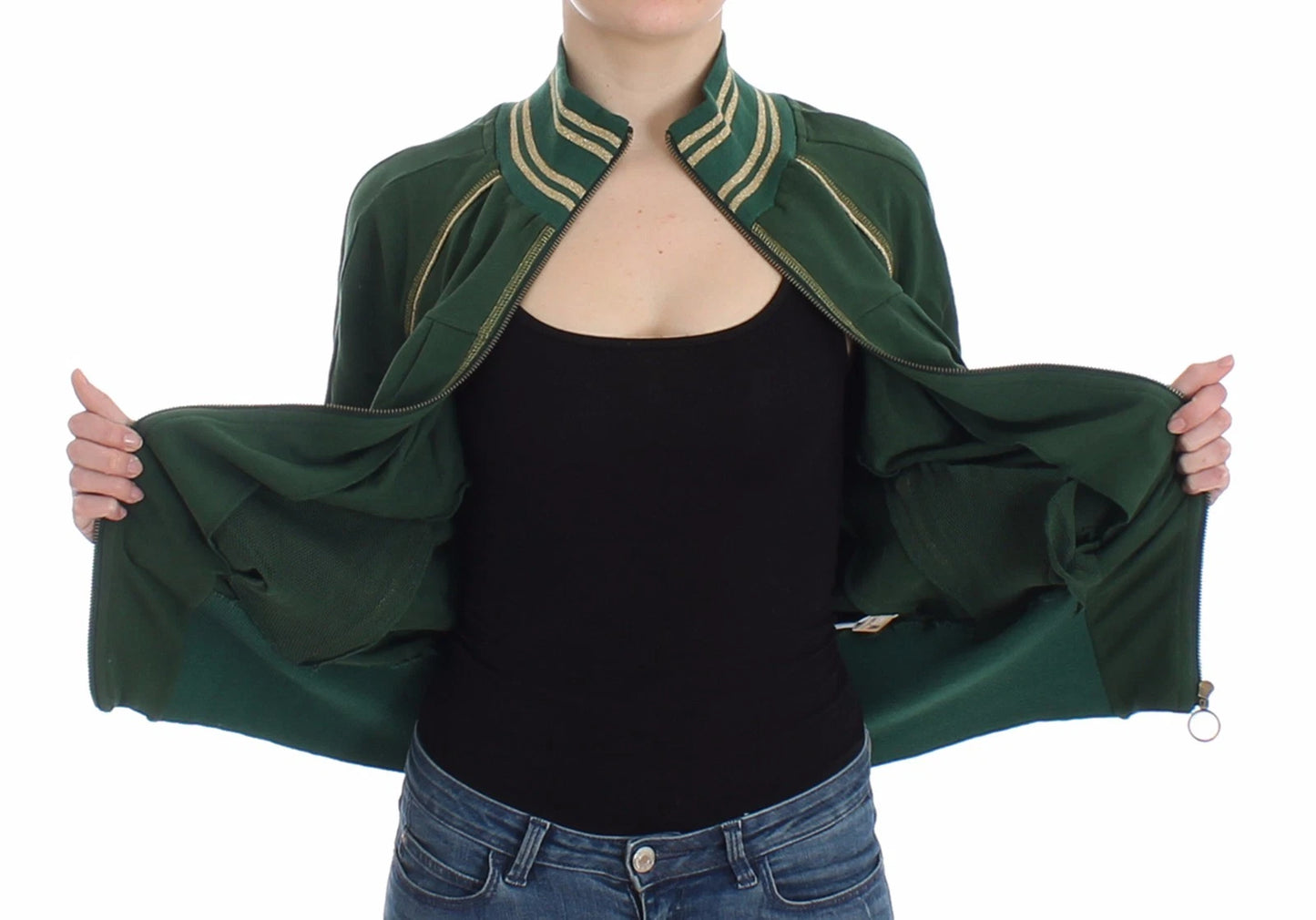 John Galliano Green Mock Zip Cardigan Sweatshirt Sweater Jacket