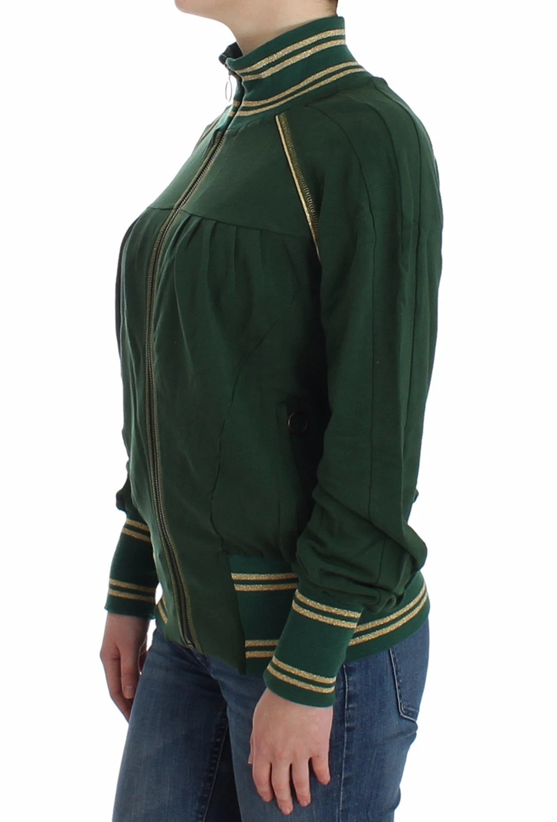 John Galliano Green Mock Zip Cardigan Sweatshirt Sweater Jacket
