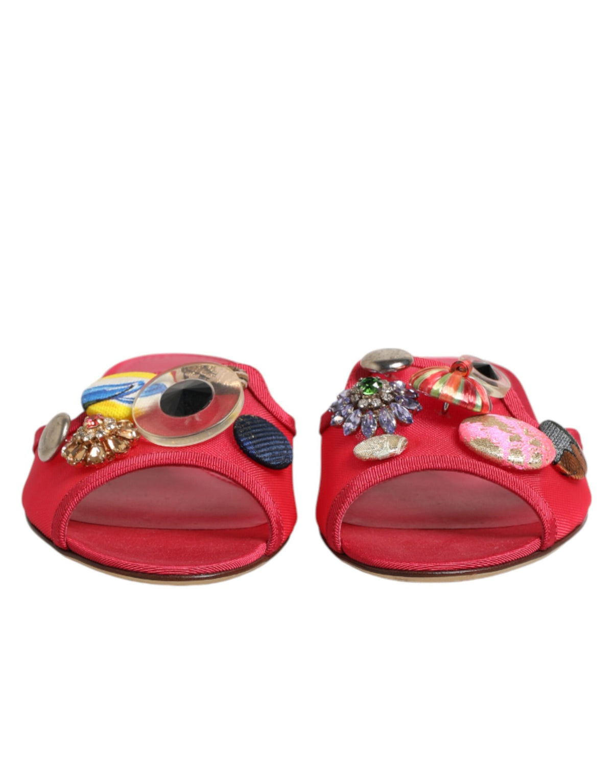Dolce & Gabbana Rote verzierte Flats Slipper Sandalen Schuhe