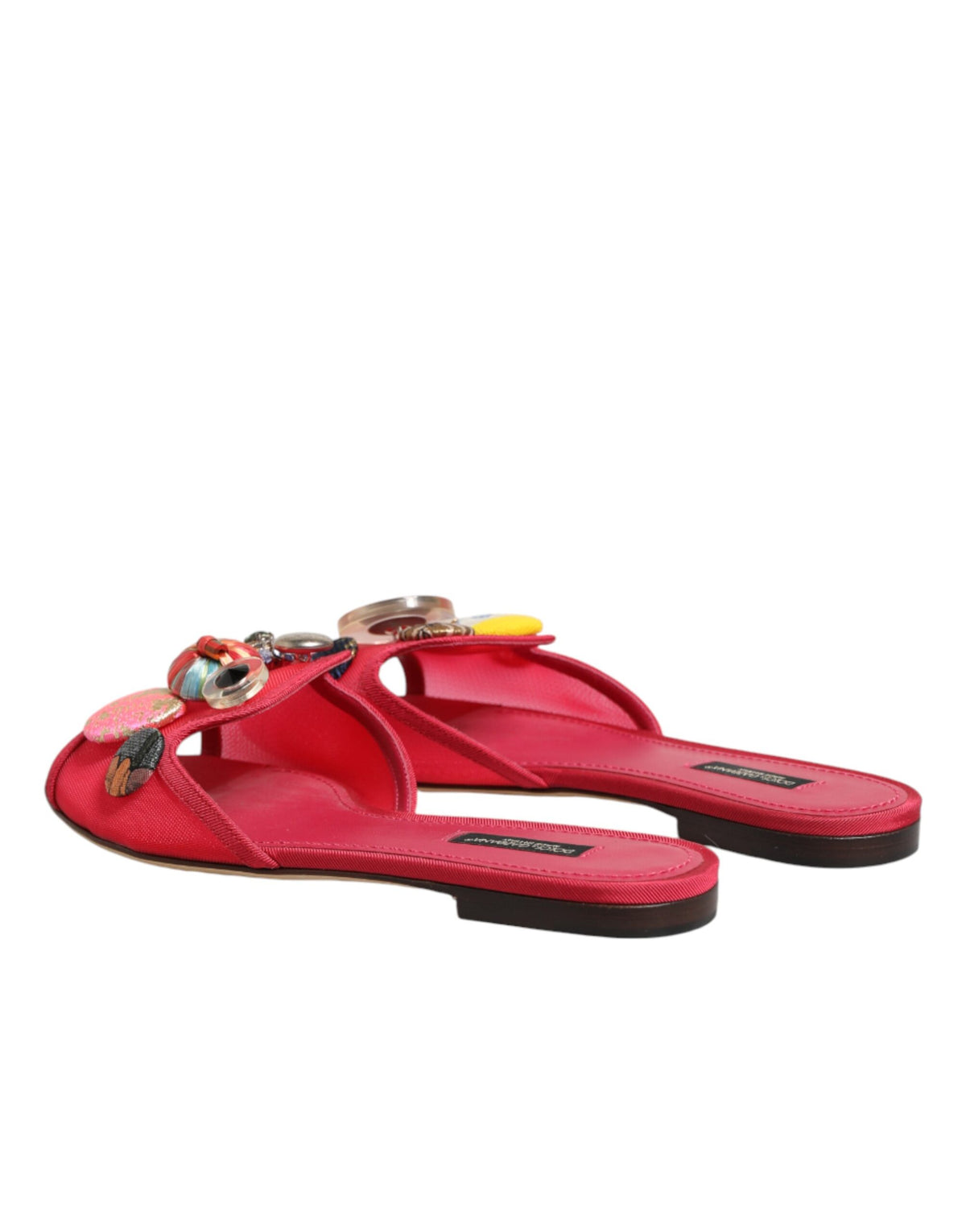 Dolce & Gabbana Rote verzierte Flats Slipper Sandalen Schuhe