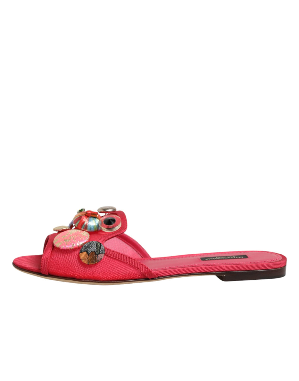 Dolce & Gabbana Rote verzierte Flats Slipper Sandalen Schuhe