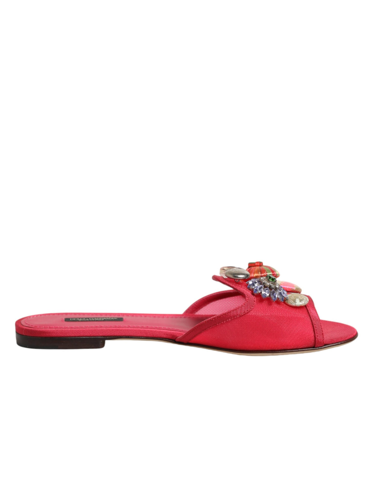 Dolce & Gabbana Rote verzierte Flats Slipper Sandalen Schuhe