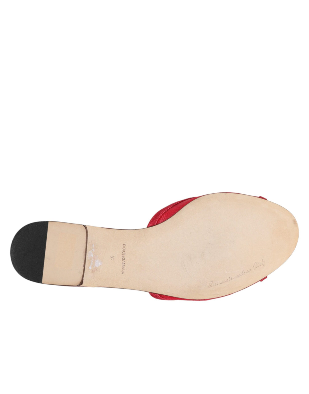 Dolce & Gabbana Rote verzierte Flats Slipper Sandalen Schuhe