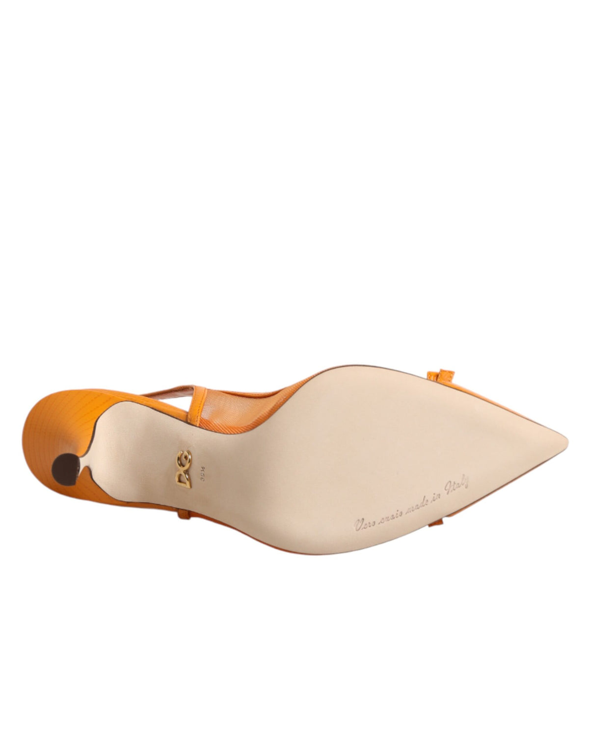 Dolce & Gabbana Orangefarbene Mesh-Heels aus Leder mit Riemchen