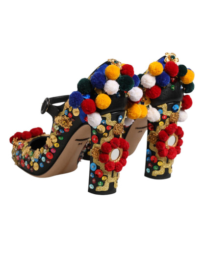 Dolce & Gabbana Black Gold Embellished MARY JANES Pumps  Shoes