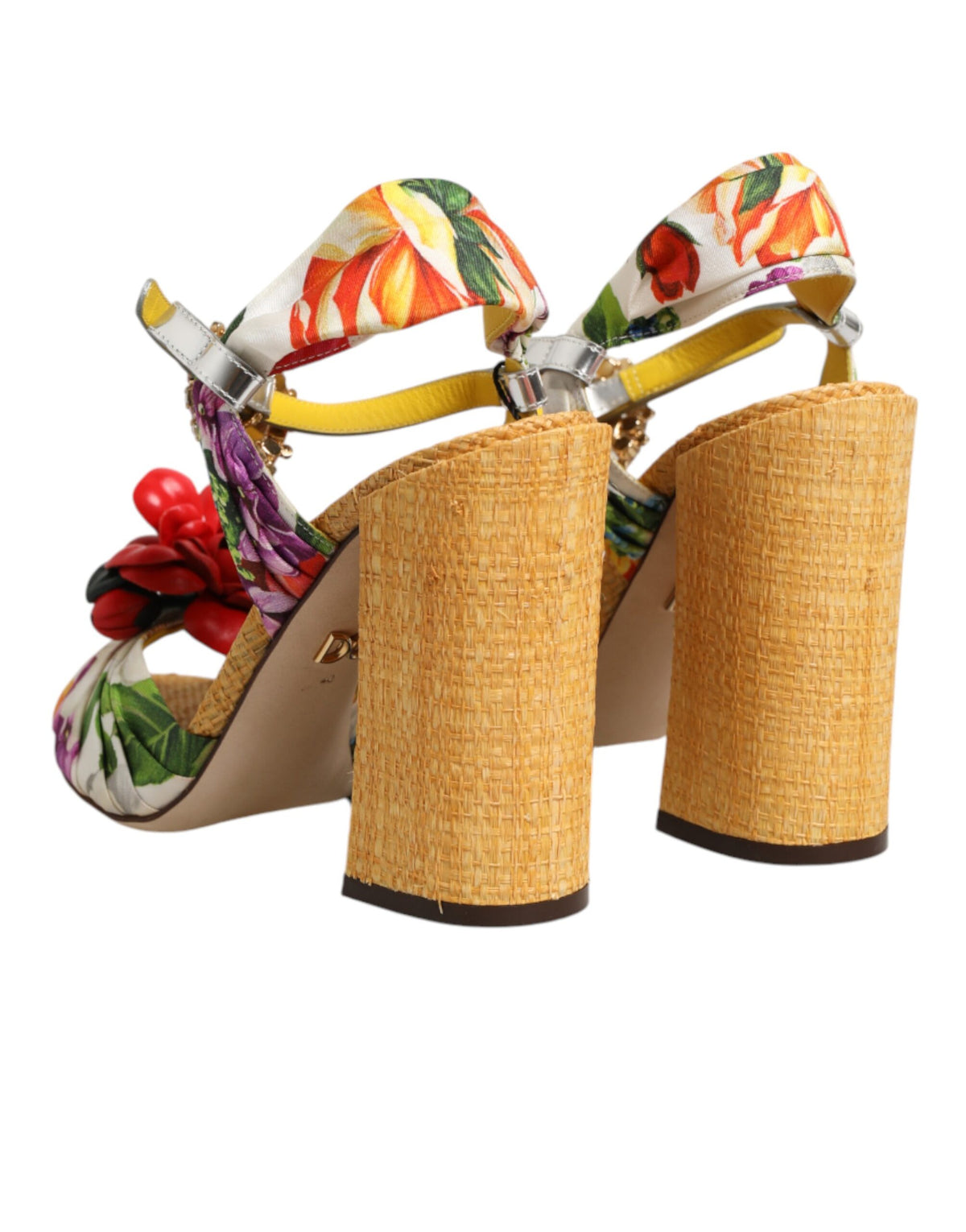 Dolce & Gabbana Mehrfarbige Blumenkristall-verzierte Sandalen Schuhe