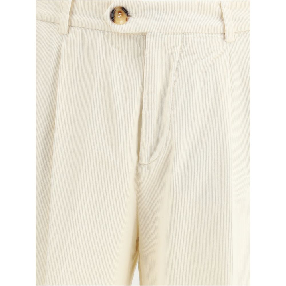 Brunello Cucinelli Cremefarbene Baumwoll-Freizeithose