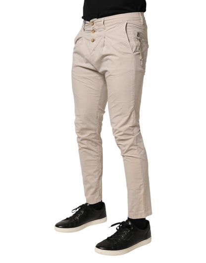 Daniele Alessandrini Beige Cotton Stretch Slim Fit Denim Jeans