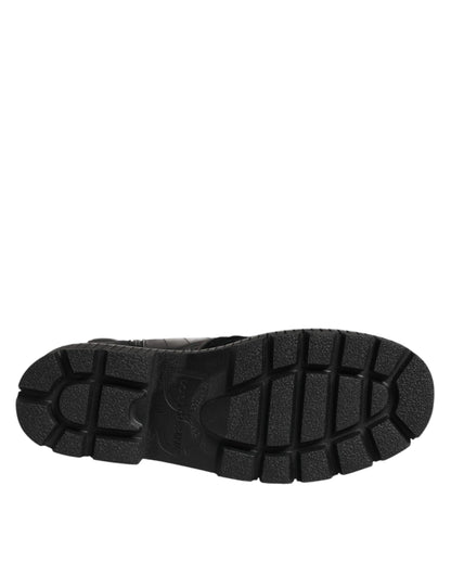 Dolce & Gabbana Black Patchwork Leather Mid Calf Boot  Shoes